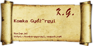 Komka Györgyi névjegykártya